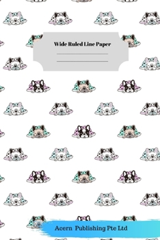 Sleep Dog Theme Wide Ruled Line Paper
