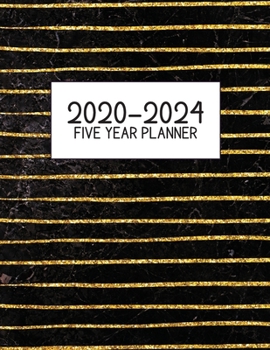 2020-2024 Five Year Planner: Jan 2020-Dec 2024, 5 Year Planner, gold striped marble digital paper cover, featuring 2020-2024 Overview, daily, weekly, ... list, reminders, and goals. 8.5" X 11" sized.