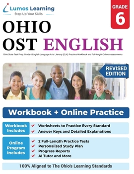 Paperback Ohio State Test Prep: Grade 6 English Language Arts Literacy (ELA) Practice Workbook and Full-length Online Assessments: OST Study Guide Book