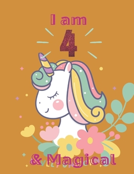 Unicorn SketchBook: I Am 4 & Magical With Unicorn Inside More Space for Sketching and Drawing and Writing Journal for Kids and Girls Marble Size 8.5in x 11in with 110 Pages