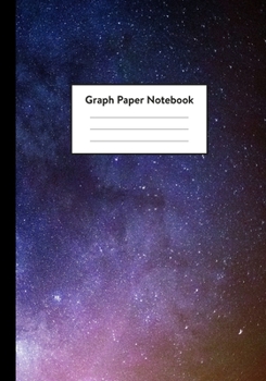 Paperback Graph Paper Notebook: 5 x 5 squares per inch, Quad Ruled - 7 x 10 - Purple Milky Way Galaxy Outer Space - Math and Science Composition Noteb Book