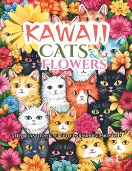 Paperback Stress Relief Kawaii Cats and Flowers: Deep Relaxation & Serenity for Mindful Moments / How many cats are hiding? Book