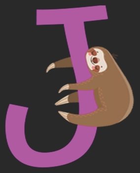 J: Cute Sloth Initial Letter First Name Purple Girl Composition Notebook 100 College Ruled Pages Journal Diary
