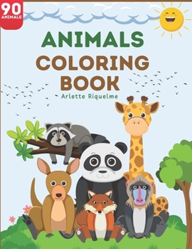 Paperback 90 Animals Kids Coloring Book