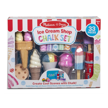 Melissa & Doug Ice Cream Shop Multi-Colored Chalk and Holders Play Set - 33 Pieces, Great Gift for Girls and Boys Kids Chalk Set