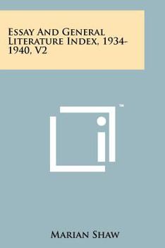 Paperback Essay and General Literature Index, 1934-1940, V2 Book