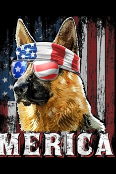 Merica: Merica German Shepherd Dog 4th of July American Flag Journal/Notebook Blank Lined Ruled 6x9 100 Pages