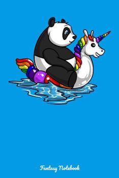 Paperback Fantasy Notebook: Panda Bear Riding Unicorn Float Notebook Book