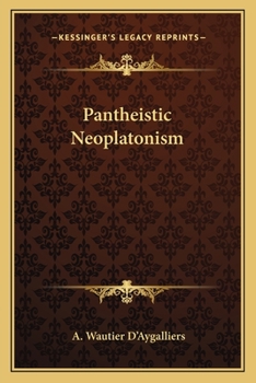 Paperback Pantheistic Neoplatonism Book