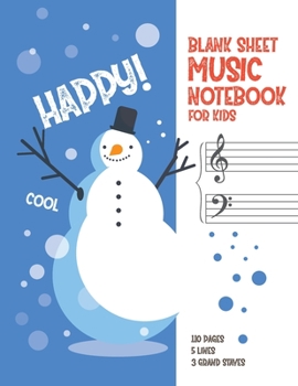 Paperback Blank Sheet Music Notebook for Kids: Enjoy Christmas: Wide Staff Music Manuscript Paper: large staves, perfect for younger learners, , 8.5 x 11 inch, Book