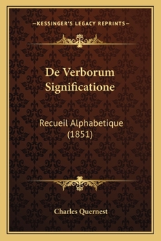 Paperback De Verborum Significatione: Recueil Alphabetique (1851) [French] Book