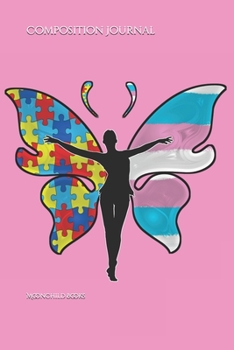 Paperback Composition Journal: Transgender Autism Puzzle Pieces Trans Pride Flag Butterfly Journal 6x9 100 blank lined pages Book