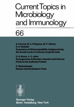 Paperback Current Topics in Microbiology and Immunology: Ergebnisse Der Mikrobiologie Und Immunitätsforschung Volume 66 Book