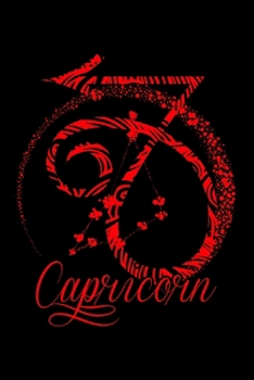 Journal: Red Capricorn Zodiac Sign December January Birthday Gift Black Lined Notebook Writing Diary - 120 Pages 6 x 9
