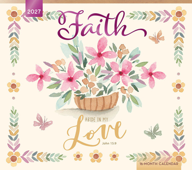 Faith 2027 14 X 24 Inch (Hanging) Monthly Deluxe Wall Calendar Featuring the Artwork of Emily Burger of Blue Chair Blessing Linen Envelope Foil Stampe