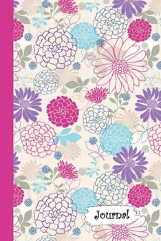 Journal: Purple Fuchsia Blue Doodle Flowers Diary with Blank Lined Notebook Paper