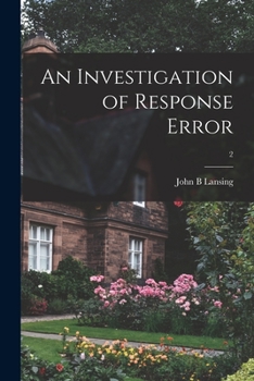 Paperback An Investigation of Response Error; 2 Book