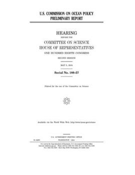 Paperback U.S. Commission on Ocean Policy preliminary report Book