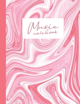 Music notebook: wide staff manuscript paper | 8.5x11 | 120 pages | 8 staves per page | easy to write on | candy pink marble stone | perfect for students, musicians and composers