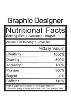 Paperback Graphic Designer: Graphic Designer Gift - Funny Lined Notebook Journal Featuring Nutritional Facts About Graphic Designer Book