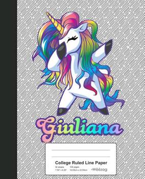 Paperback College Ruled Line Paper: GIULIANA Unicorn Rainbow Notebook Book