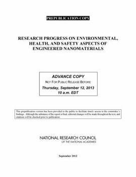 Paperback Research Progress on Environmental, Health, and Safety Aspects of Engineered Nanomaterials Book