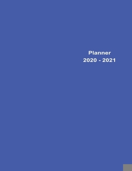 Paperback 2020-2021 Two Year Planner: Blue Minimalist Clear Cover Two Year Planner, Two Year Calendar 2020-2021, Daily Monthly Planner 2020 Size 8.5 x 11 In Book