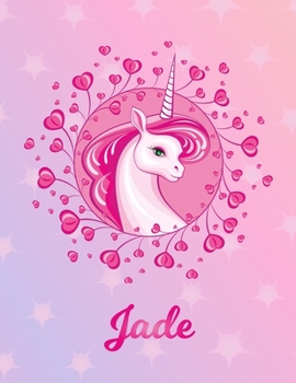 Jade: Unicorn Large Blank Primary Sketchbook Paper | Pink Purple Magical Horse Personalized Letter J Initial Custom First Name Cover | Drawing Sketch ... | Art Sketch Book| Create & Learn to Draw