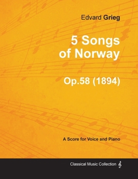 Paperback 5 Songs of Norway Op.58 - For Voice and Piano (1894) Book