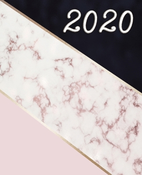 Paperback 2020: Weekly and Monthly Planner (Pink, Navy, & Marble Cover) 7.5"x9.25" Size Book