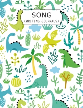 Song Writing Journals: Lined Ruled Paper With Wide Empty Staff Paper 6 Stave Blank Sheets Music Manuscript Paper For Notes, Lyrics And Music. ... Book Journal Notebook, Kids Dinosaur Gift
