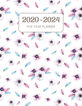 2020-2024 Five Year Planner: Monthly Agenda & Schedule with US Holidays - 60 Months or 5 Years - Flowers Red And Green Leaves (Appointment Diary With Todo List & Notes)