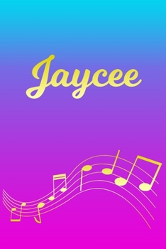 Paperback Jaycee: Sheet Music Note Manuscript Notebook Paper - Pink Blue Gold Personalized Letter J Initial Custom First Name Cover - Mu Book
