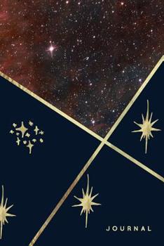 Journal: College Ruled Notebook | 120 Pages | Hand-Drawn Gold Stars + Starry Sky (Abstract Galaxy Collection)