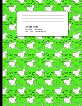 College Ruled 200 Pages: Light Green Drums Composition Notebook, Music Lover College Composition Book, Notebook For Musicians, Drummer, Band Member