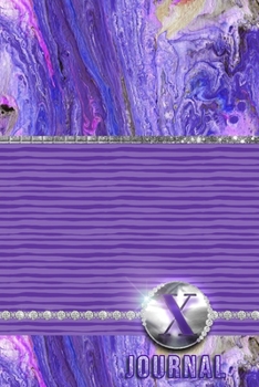 X Journal: Purple Acrylic Pour Abstract Art - Letter X Initial Monogram Lined Notebook