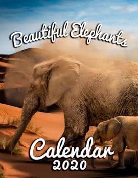 Paperback Beautiful Elephants Calendar 2020: Monthly Desk Calendar Featuring the World's Most Intriguing Mammal Book