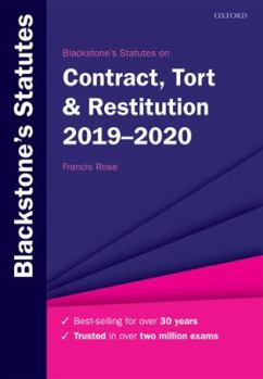 Paperback Blackstone's Statutes on Contract, Tort & Restitution 2019-2020 Book