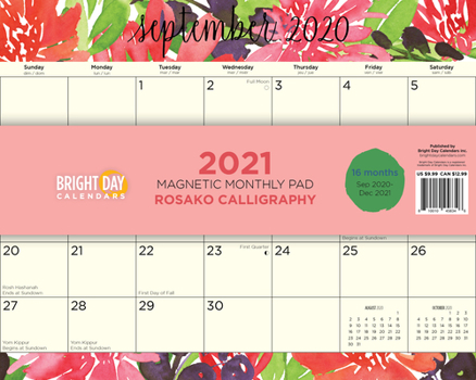 Calendar Cal 2021- Rosako Calligraphy Magnetic Book