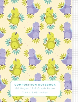 Composition Notebook: A Cute Dino 5 x 5 Grid Paper Comp Book for Maths