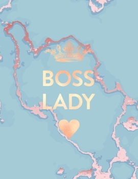 Boss Lady: Inspirational Quote Bullet Journal, Soft Blue Marble and Gold | 8.5 x 11, 120 Dot Grid Pages
