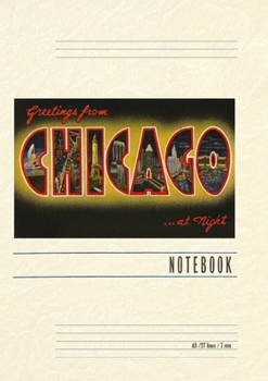Paperback Vintage Lined Notebook Greetings from Chicago at Night Book
