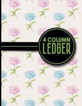 Paperback 4 Column Ledger: Columnar Pad, Accounting Ledger Pad, Financial Ledger Book, Hydrangea Flower Cover, 8.5" x 11", 100 pages Book