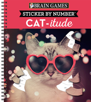 Spiral-bound Brain Games - Sticker by Number: Cat-Itude Book