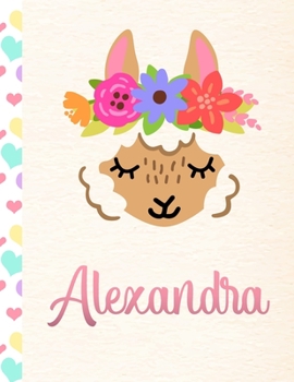 Alexandra: Personalized Llama Sketchbook For Girls With Pink Name - 8.5x11 110 Pages. Doodle, Draw, Sketch, Create!