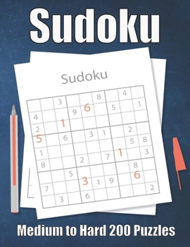 Paperback Sudoku Medium to Hard 200 Puzzles: Large Print Sudoku Puzzle Book