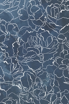 Notebook: 150 Thin-Lined Pages, Great for Students, Teachers, Professors, Dreamers, and Anyone Who Writes, White Peonies Doodled on Blue Wall Cover