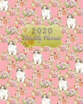 Paperback 2020 Monthly Planner: Cats and Flowers Journal Planner Book