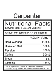 Paperback Carptenter: Carptenter Gift - Funny Lined Notebook Journal Featuring Nutritional Facts About Carptenter Book