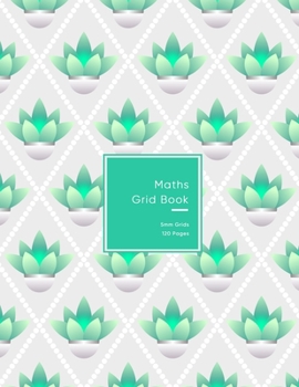 Maths Grid Book: 5mm size graph paper grid book for students or Mathematician | Squares notebook for simple to advanced fractions and calculations | Cute green blue flower pattern